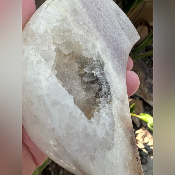 Pink Amethyst Quartz Crystal Druzy Moon with Portal - Picture 9 of 11